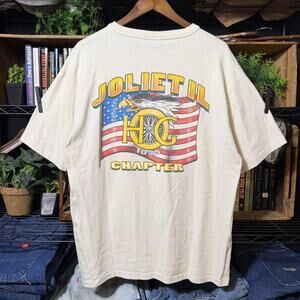 Vintage 90s Single Stitch Harley Davidson American Flag Eagle Biker Tee Shirt